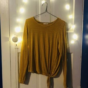 Yellow and White Striped Long Sleeved Shirt